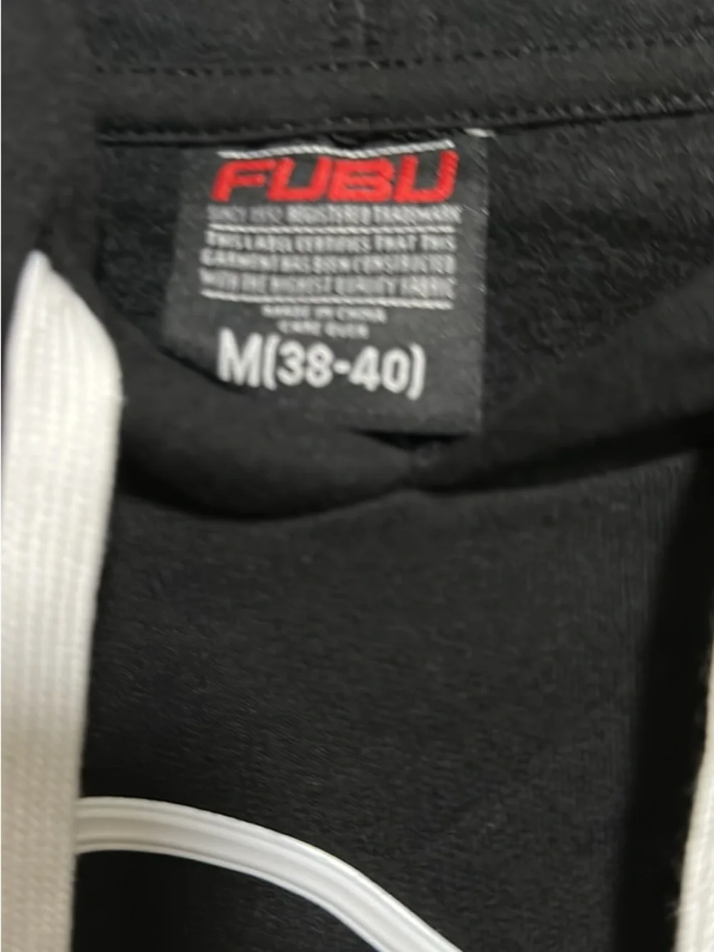 FUBU Black Hoodie with White Script and Logo - Picture 2 of 2